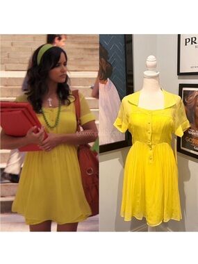Screen Worn Melissa Fumero Gossip Girl Zoe Yellow Sheer Dress Prop Actor Worn